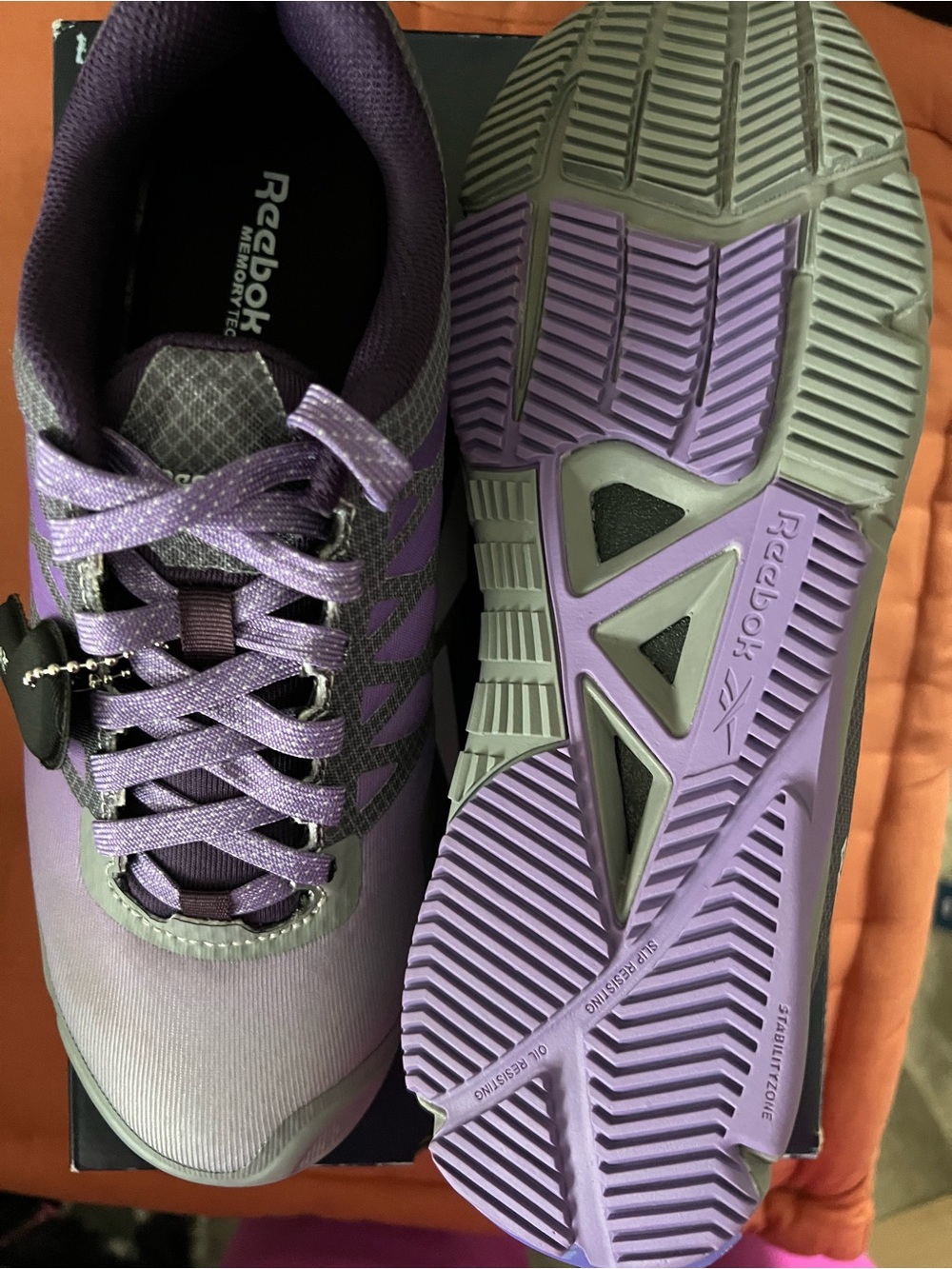 Reebok Grey and Purple Athletic Work Shoe - Picture 7 of 9